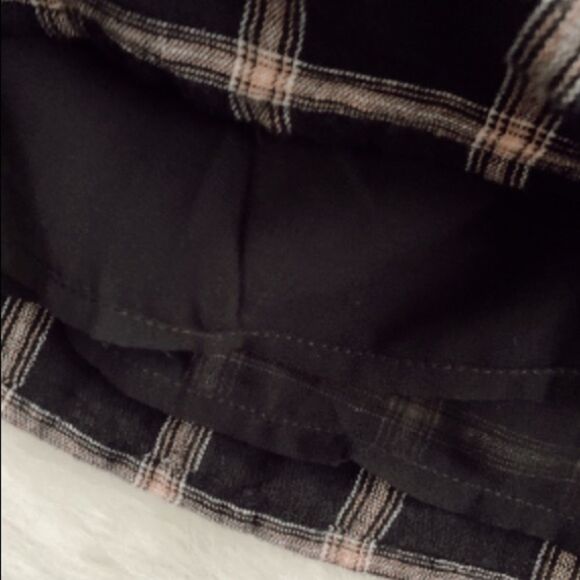 NWT American Eagle plaid paperbag tie waist linen cotton shorts - Picture 9 of 12